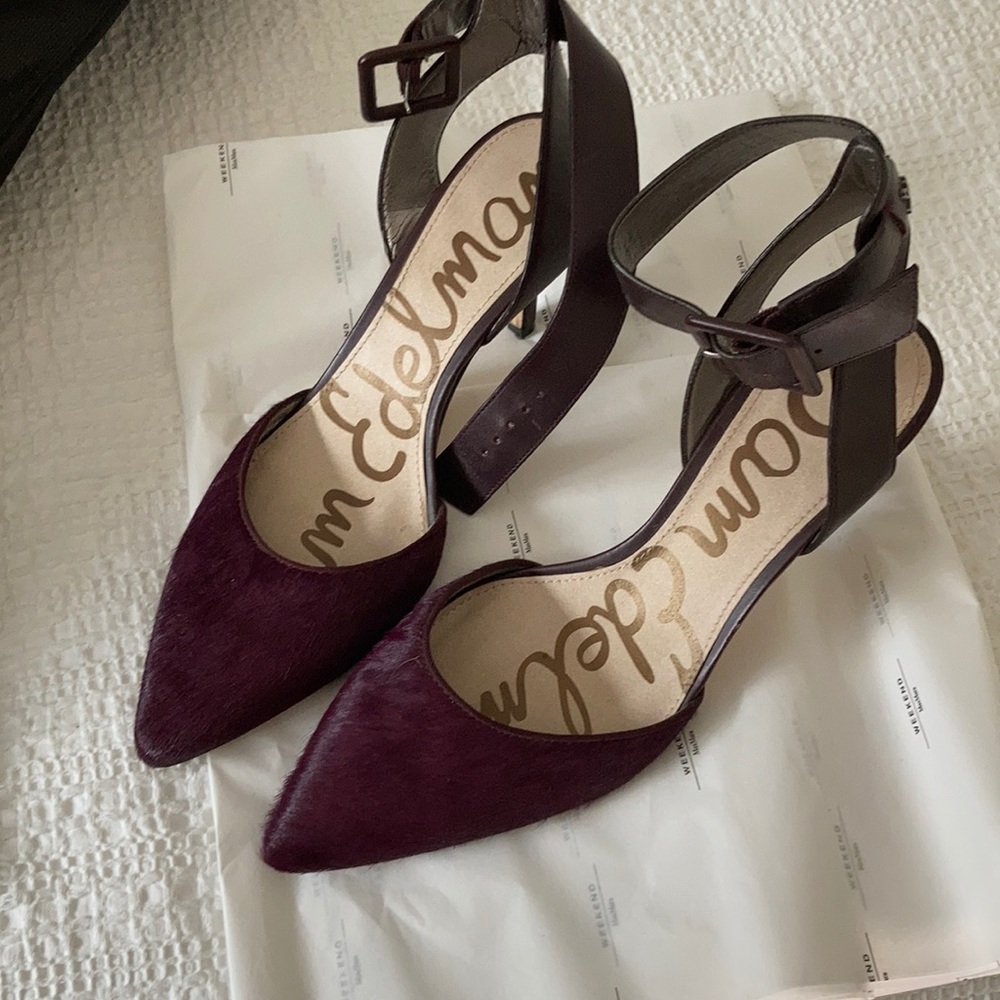 Sam Edelman calf hair Merlot heels